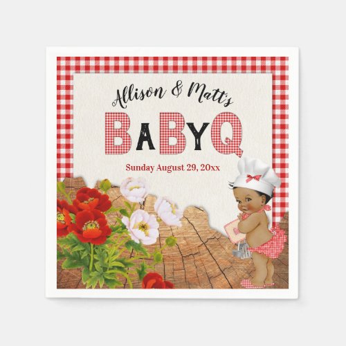 Baby Girl Shower Red Gingham Baby Q Barbeque Napkins