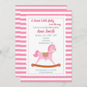 Baby girl Shower rocking horse Invitation