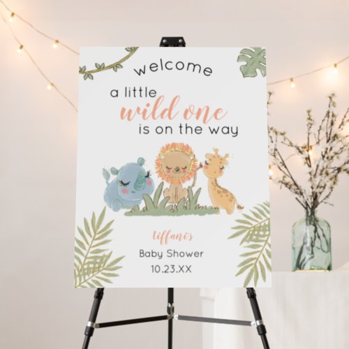 Baby Girl Shower Safari Animals Foam Board