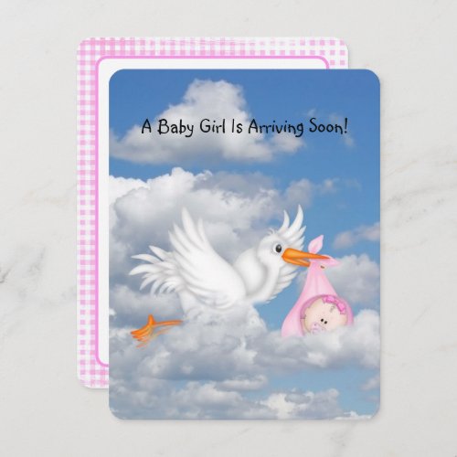 Baby Girl Shower Stork Delivery Invitation