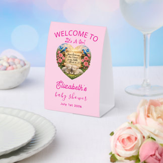Baby Girl Shower Table Tent Sign