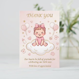 Baby girl shower thank you card