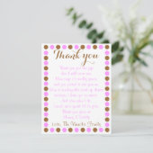 Baby girl shower thank you card from baby (Standing Front)