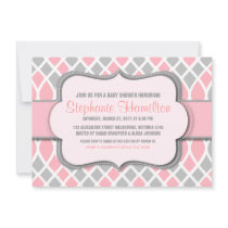Baby girl shower trellis mosaic invitation