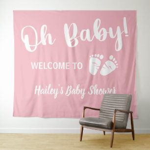 Baby Girl Shower Welcome Pink Tapestry