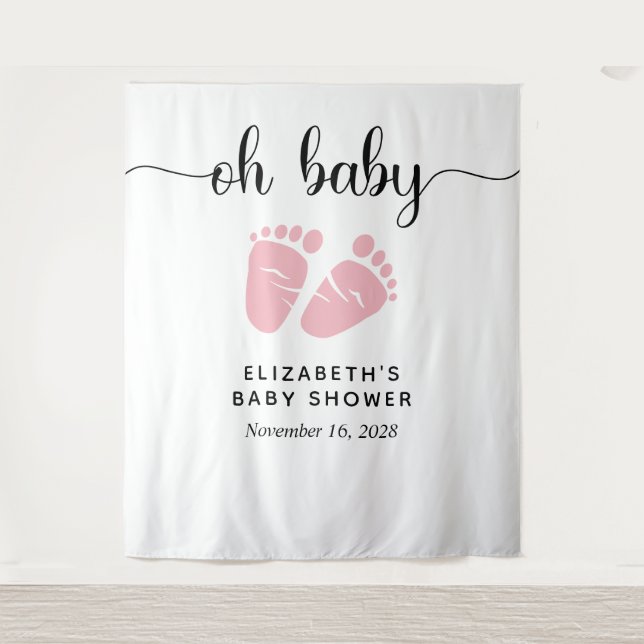Baby Girl Shower Welcome Sign Photo Booth Backdrop (Front)