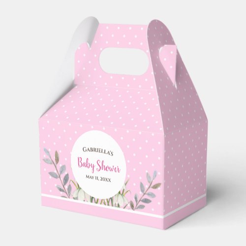 Baby Girl Shower White Snow Drops Pink Polka Dots Favor Boxes