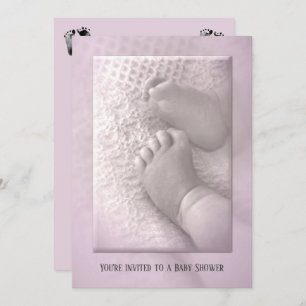 Baby Girl Shower with Baby Feet Invitation
