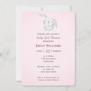 Baby Girl Shower With Bunny Invitation