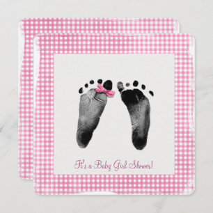 Baby Girl Shower with footprints Invitation