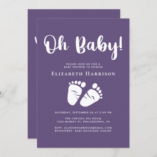 Baby Girl Shower with Virtual Online Option Purple Invitation