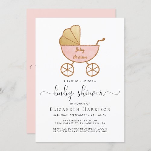 Baby Girl Shower With Virtual Option Pink Invitation