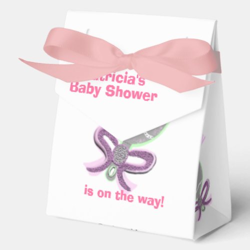 Baby Girl Silver Baby Rattle Pink Bow Shower Favor Boxes