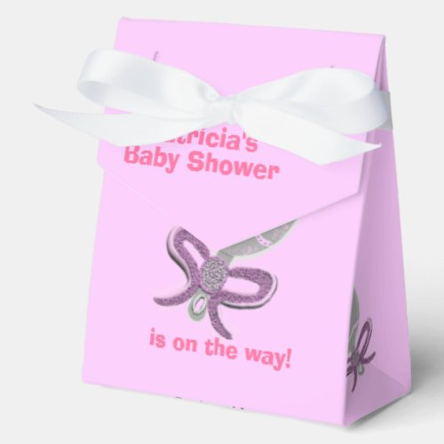 Baby Girl Silver Baby Rattle White Bow Shower Favor Boxes