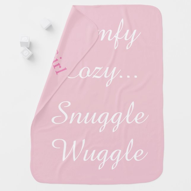 Baby Girl Silver Pink Rattle Reversible Blanket (In Situ)