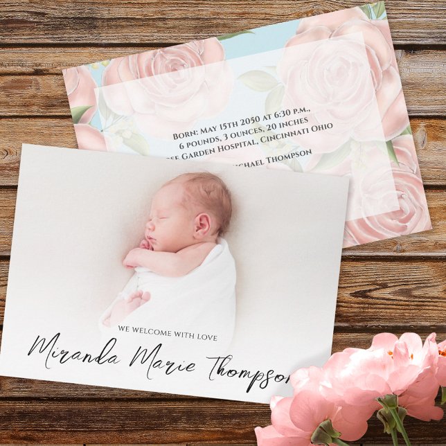 Baby Girl Simple Overlay Text Newborn Photo Floral (Creator Uploaded)