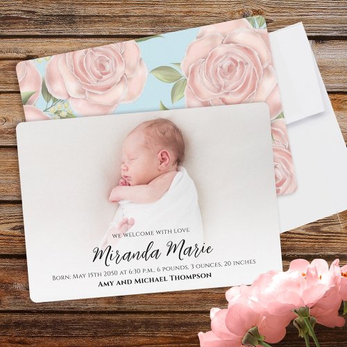 Baby Girl Simple Overlay Text Newborn Photo Floral