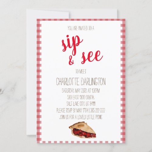 Baby Girl simple rustic cute watercolor sip  see Invitation