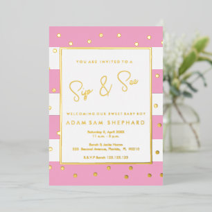Baby girl Sip and See Invitation - Elegant shower Foil Invitation