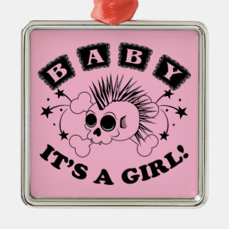 Baby Girl Skull Metal Ornament