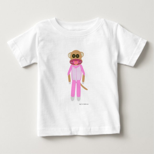 Baby Girl Sock Monkey Baby T-Shirt (Front)