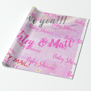 Baby Girl Soft Daisies Pink Watercolor Baby Shower Wrapping Paper