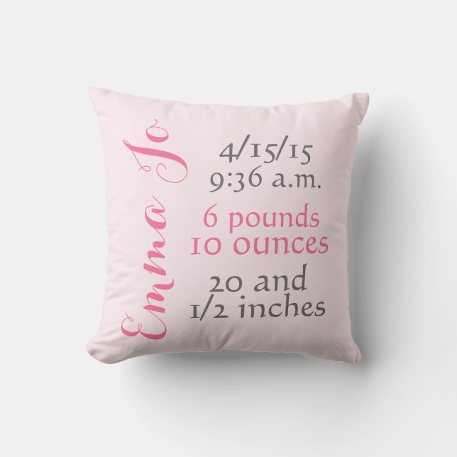 Baby Girl Solid Pink Birth Pillow (Front)