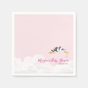 Baby Girl "Special Delivery" Stork Baby Shower Napkins