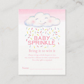 Baby girl sprinkle whimsy cloud diaper raffle card