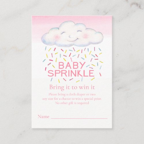 Baby girl sprinkle whimsy cloud diaper raffle card
