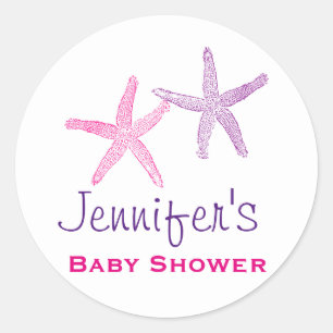 Baby Girl Starfish Simple Shower Stickers
