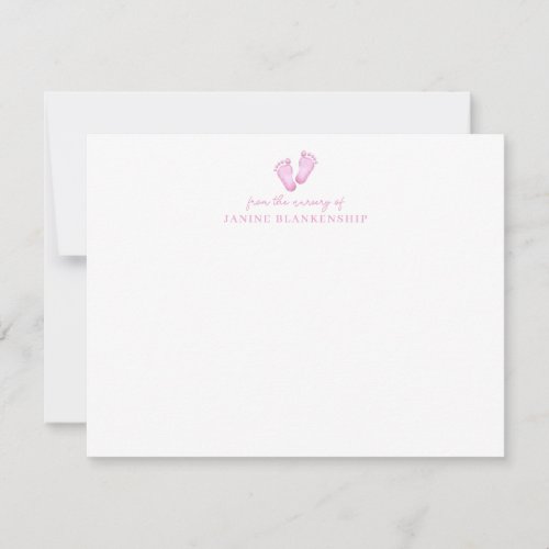  Baby Girl Stationary Pink Baby Footprints Note Card