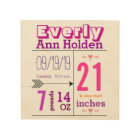 Baby Girl Stats on Wood Canvas