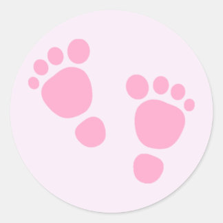 Baby Girl Sticker, Pink Feet Classic Round Sticker