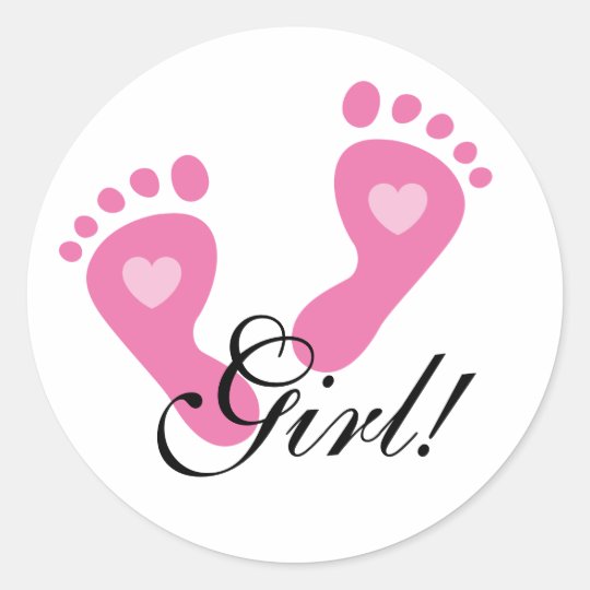 Baby girl stickers with foot prints | Zazzle.com