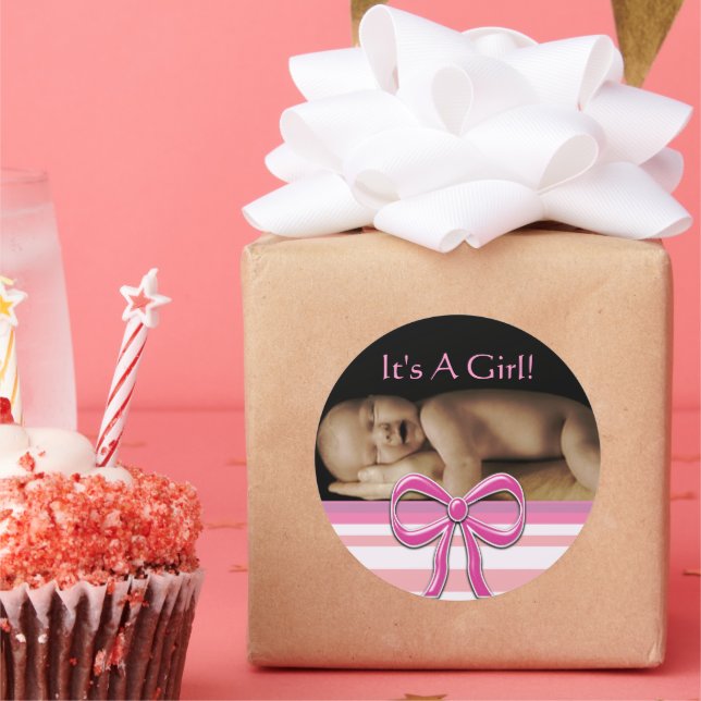 Baby Girl Stickers with your baby photo (Party)