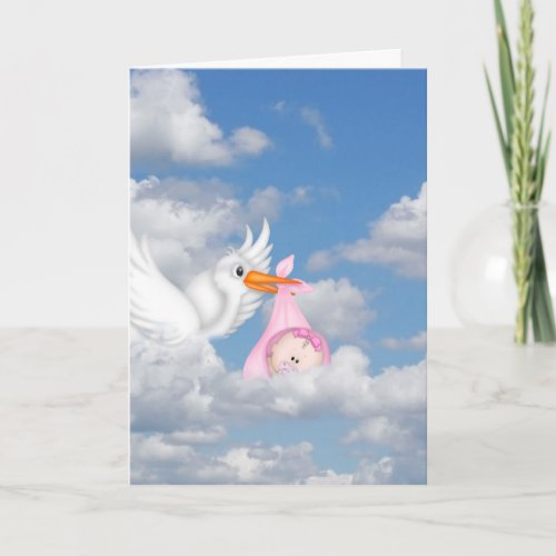 Baby Girl Stork Delivery Card