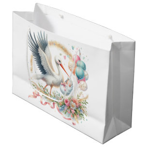 Baby Girl Stork Large Gift Bag