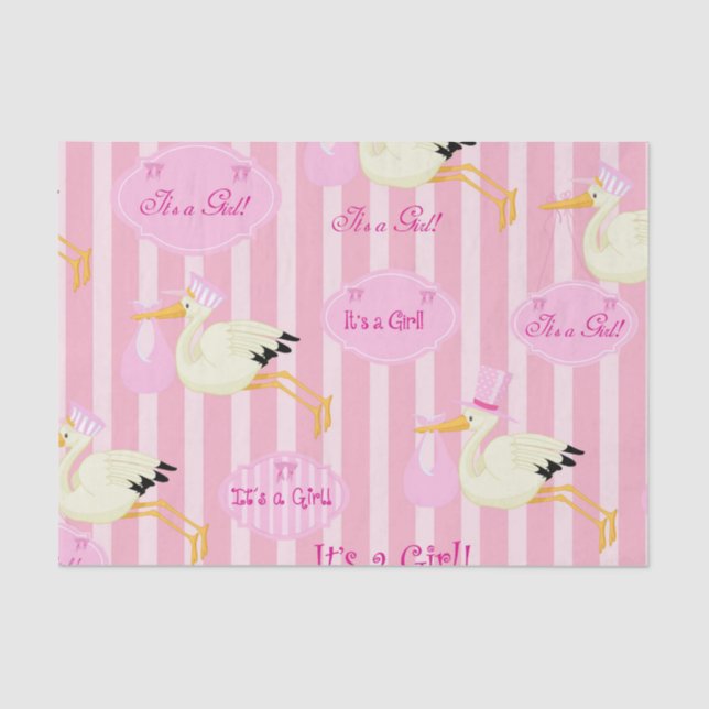 Baby girl stork tissue paper (Front)