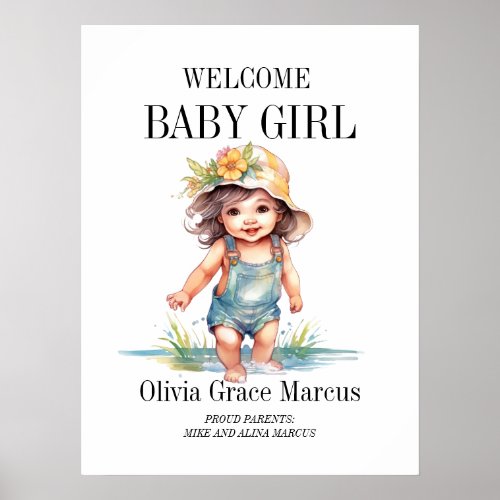 Baby Girl Summer Welcome Hospital Door Poster