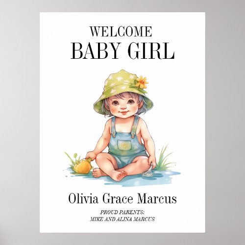 Baby Girl Summertime Hospital Door Welcome Poster