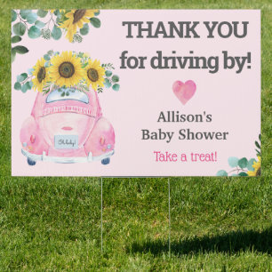 Baby Girl Sunflower Drive By Baby Shower Sign