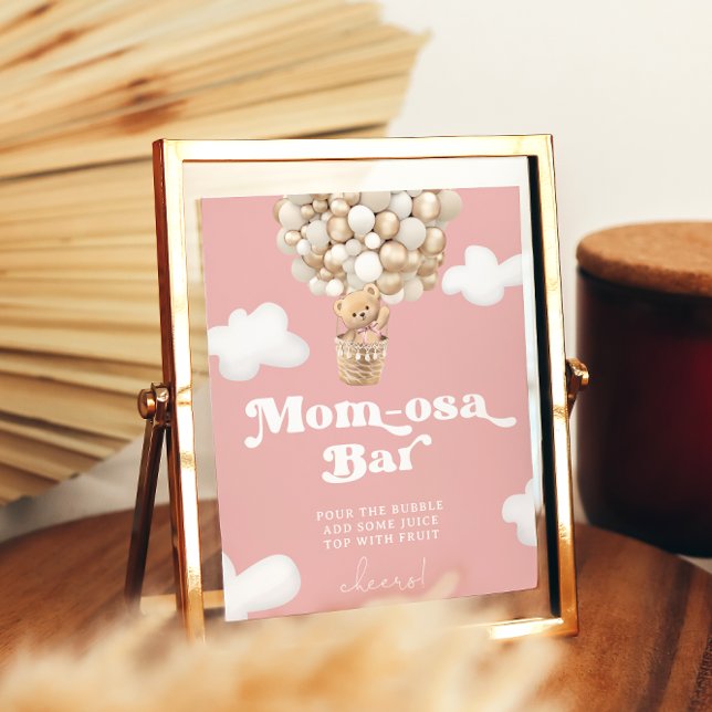 Baby Girl Teddy Bear Balloon Shower Mom-osa Bar Poster (Creator Uploaded)