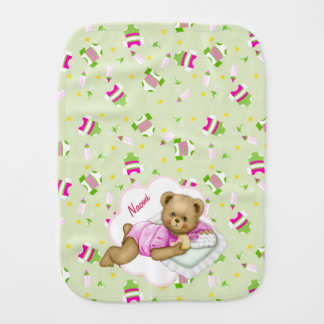 Baby Girl Teddy Bear - Burp Cloth