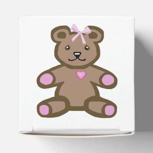 Baby girl teddy bear with pink bow favor boxes