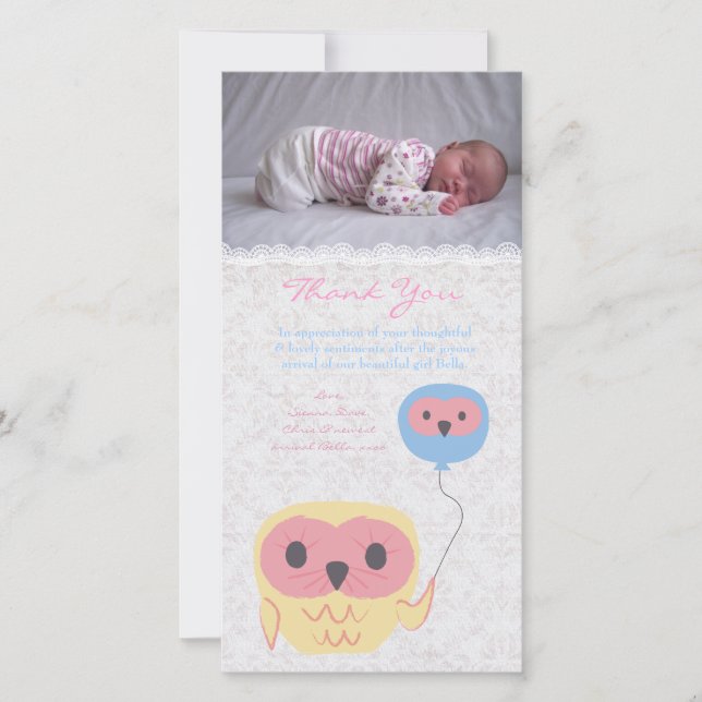 Baby Girl Thank You Photo Card Template (Front)
