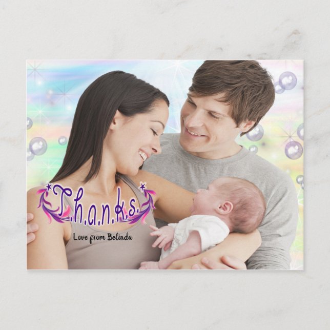 Baby Girl Thank You Photo Postcard (Front)