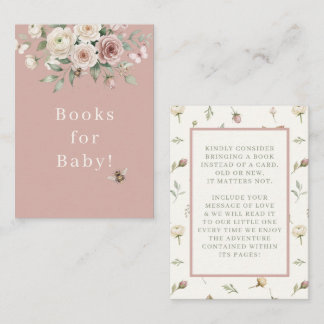 Baby Girl to Bee n Butterfly Pink Floral Books Enclosure Card