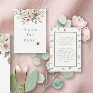 Baby Girl to Bee n Butterfly White Floral Books Enclosure Card