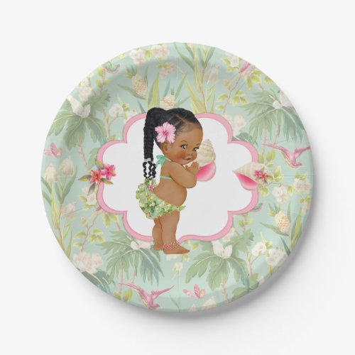 Baby Girl Tropical Hawaiian Luau Hibiscus Braids Paper Plates